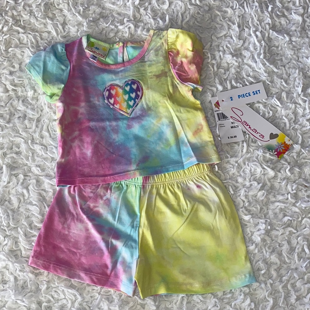 Samara infant girls to peace summer tie-dye outfit size 6/9 months new with tags
